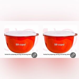 2 TUPPERWARE JUMBO THATSA 59 CUPS 14 LITER CAPACITY HUGE RED LEAK PROOF SET OF 2